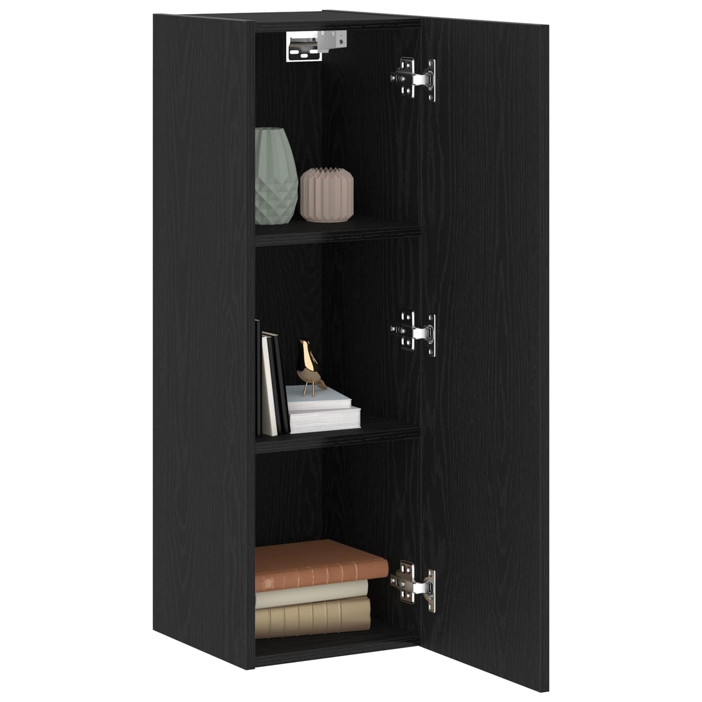 Wand-TV-Schrank 30,5 x 30 x 90 cm Schwarz Eichen-Optik