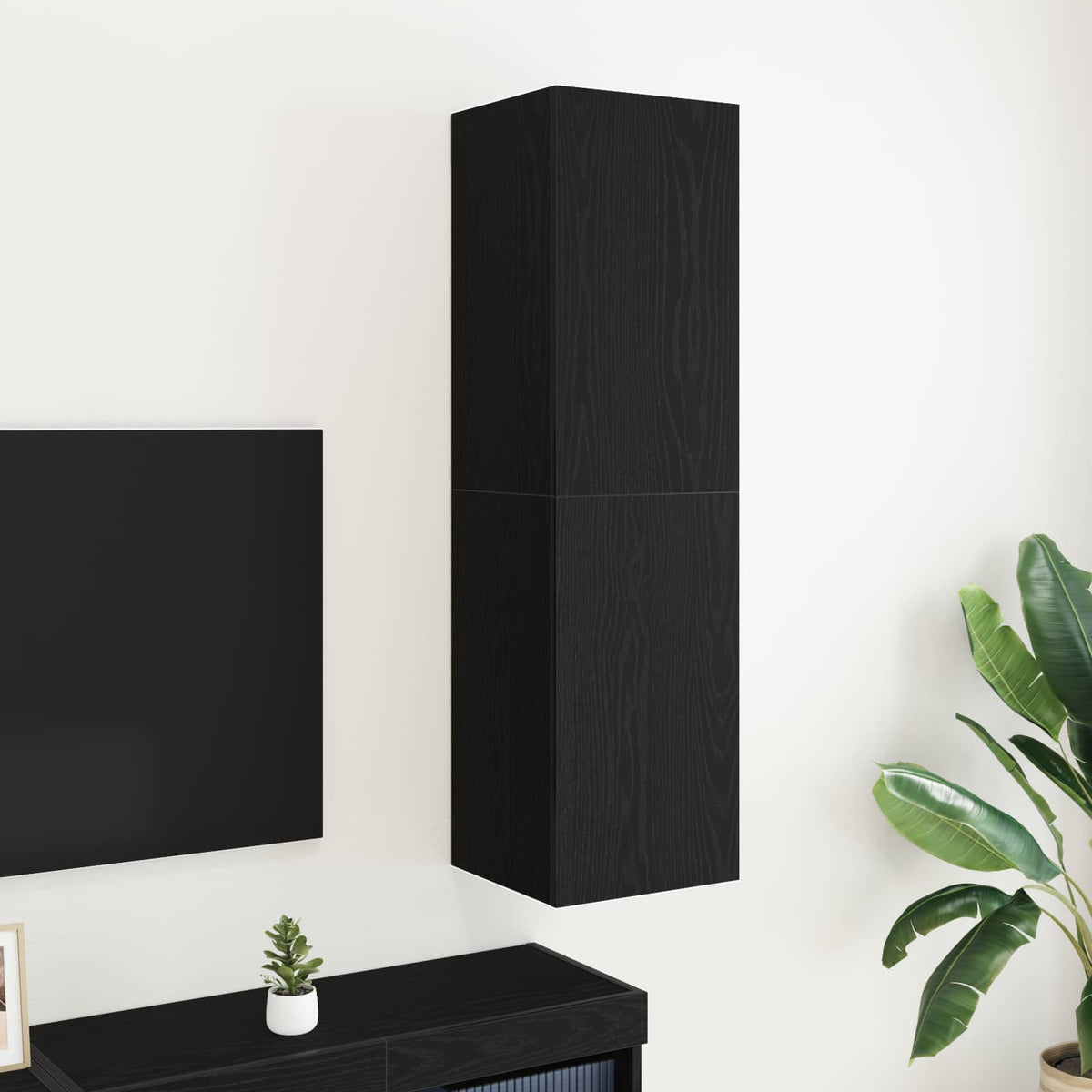 Wand-TV-Schrank 30,5 x 30 x 110 cm Schwarz Eichen-Optik