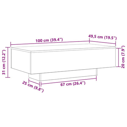 Couchtisch Schwarz Eichen-Optik 100 x 49,5 x 31 cm