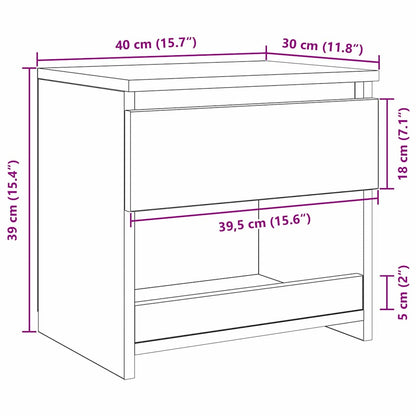 Nachttisch 2 Stk. Schwarz Eichen-Optik 40 x 30 x 39 cm