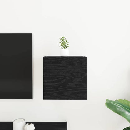 Wandmontiertes TV-Regal 30,5 x 30 x 30 cm Schwarz Eichen-Optik