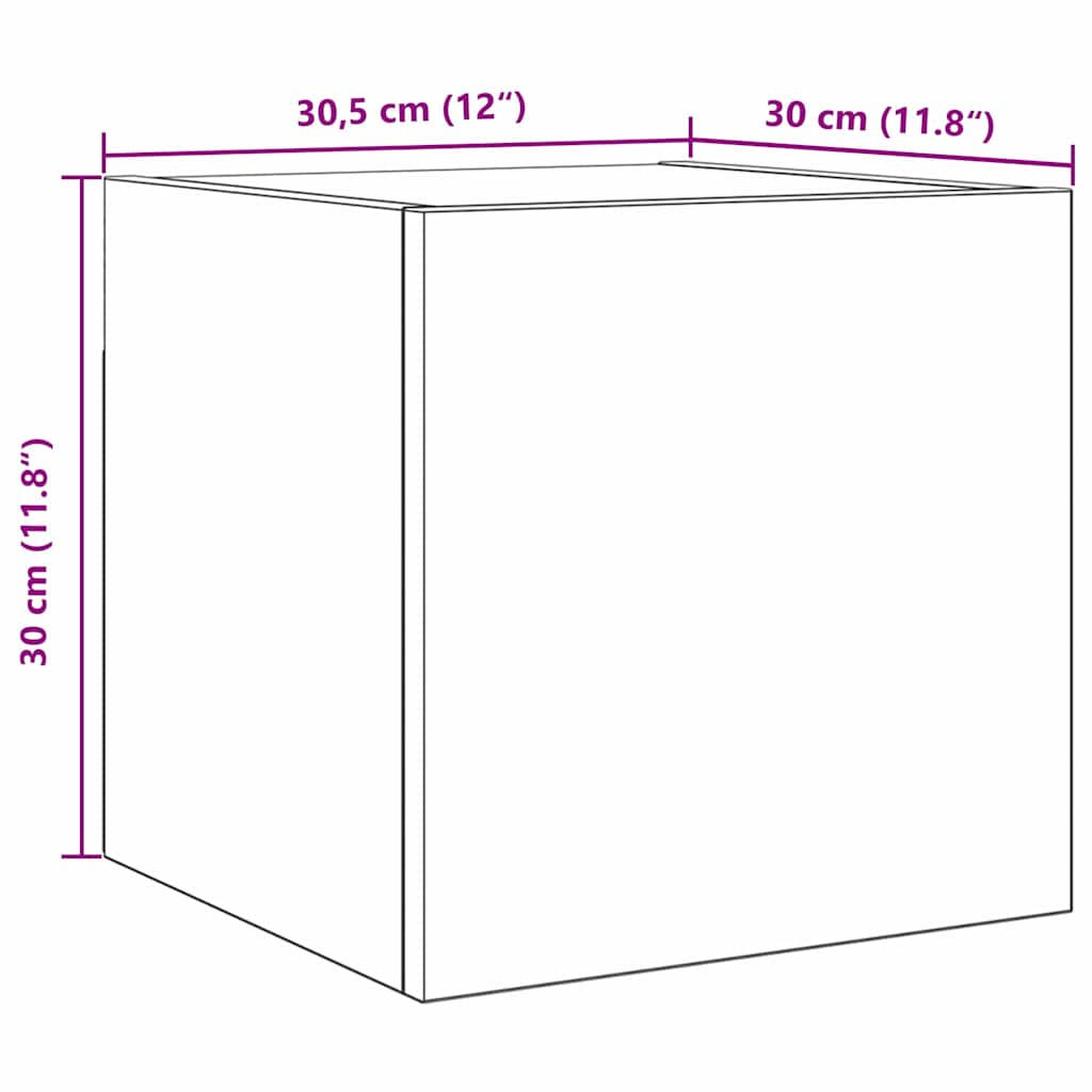 Wandmontiertes TV-Regal 30,5 x 30 x 30 cm Schwarz Eichen-Optik