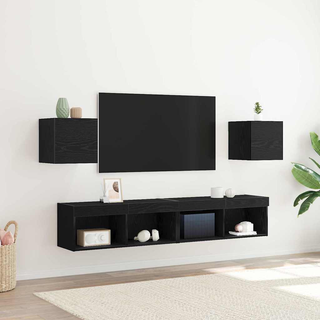 Wandmontiertes TV-Regal 2 stk. Schwarz Eichen-Optik