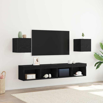 Wandmontiertes TV-Regal 2 stk. Schwarz Eichen-Optik