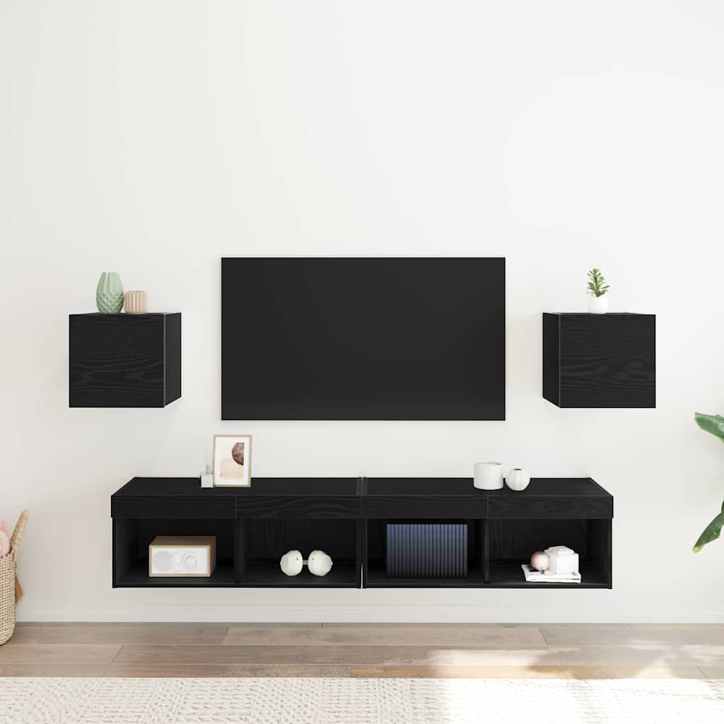 Wandmontiertes TV-Regal 2 stk. Schwarz Eichen-Optik