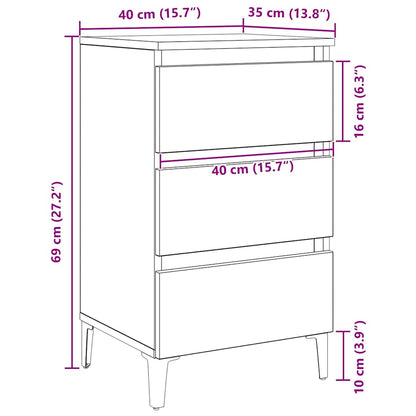 Nachttisch Schwarz Eichen-Optik 40 x 35 x 69 cm Holzwerkstoff