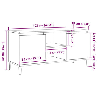 TV-Schränk 102 x 35 x 50 cm Schwarz Eichen-Optik Holzwerkstoff