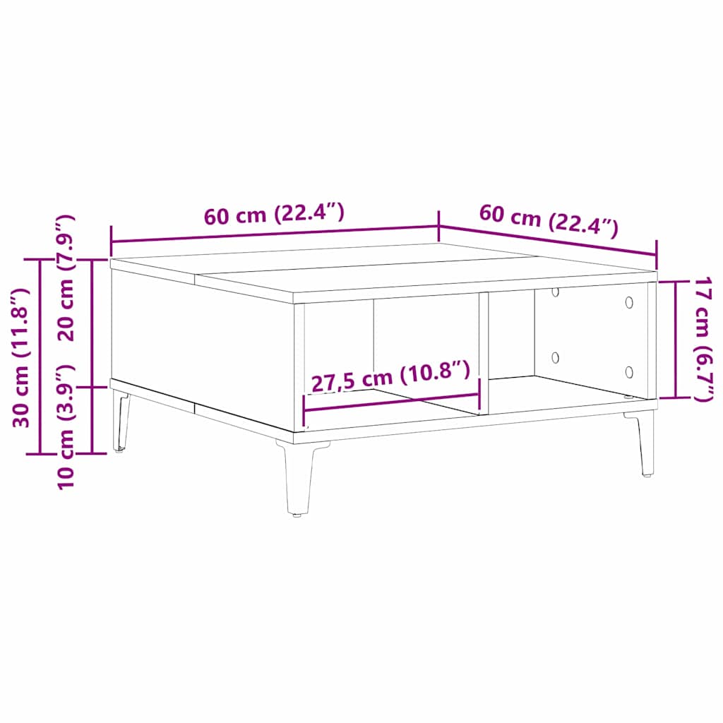 Couchtisch Altholz 60 x 60 x 30 cm Holzwerkstoff