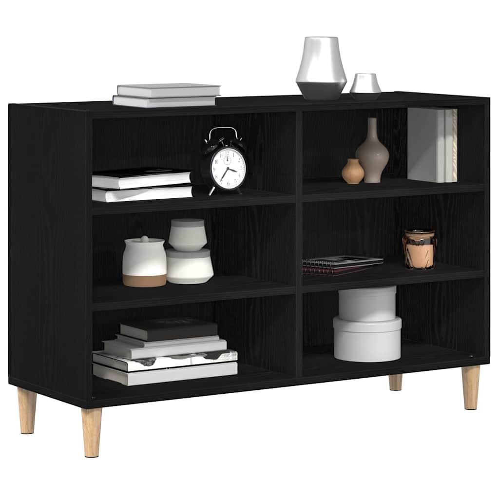 Sideboard 103,5 x 35 x 70 cm Holzwerkstoff Schwarz Eichen-Optik