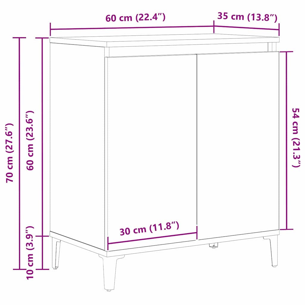 Sideboard Schwarz Eichen-Optik 60 x 35 x 70 cm Holzwerkstoff