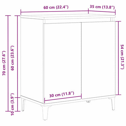 Sideboard Schwarz Eichen-Optik 60 x 35 x 70 cm Holzwerkstoff
