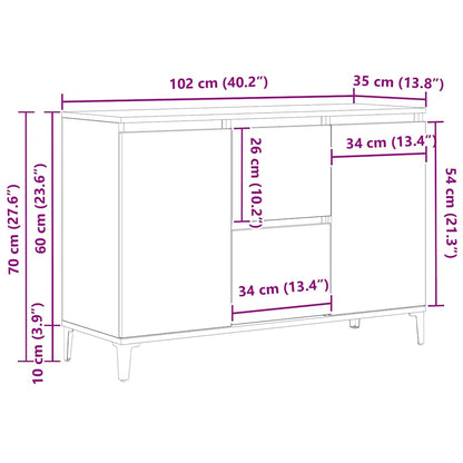Sideboard Schwarz Eichen-Optik 104 x 35 x 70 cm Holzwerkstoff
