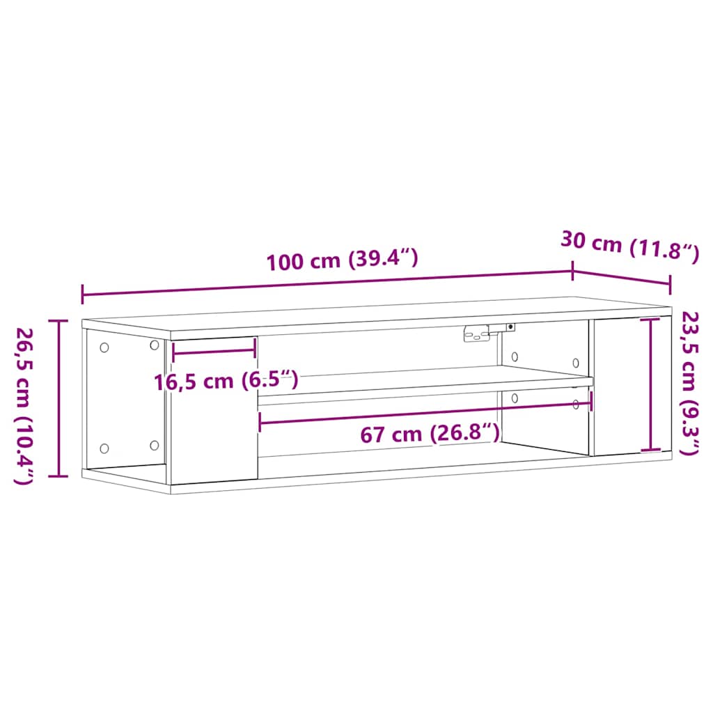 TV-Schränk 100 x 30 x 26,5 cm Schwarz Eichen-Optik