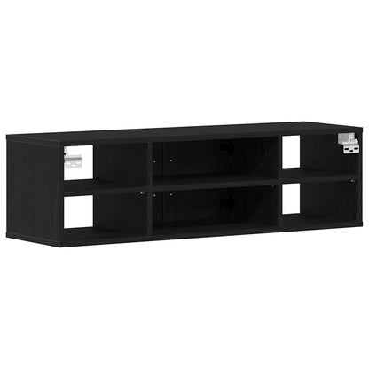 Wandregal Wandhalterung Schwarz Eichen-Optik 102 x 30 x 29 cm