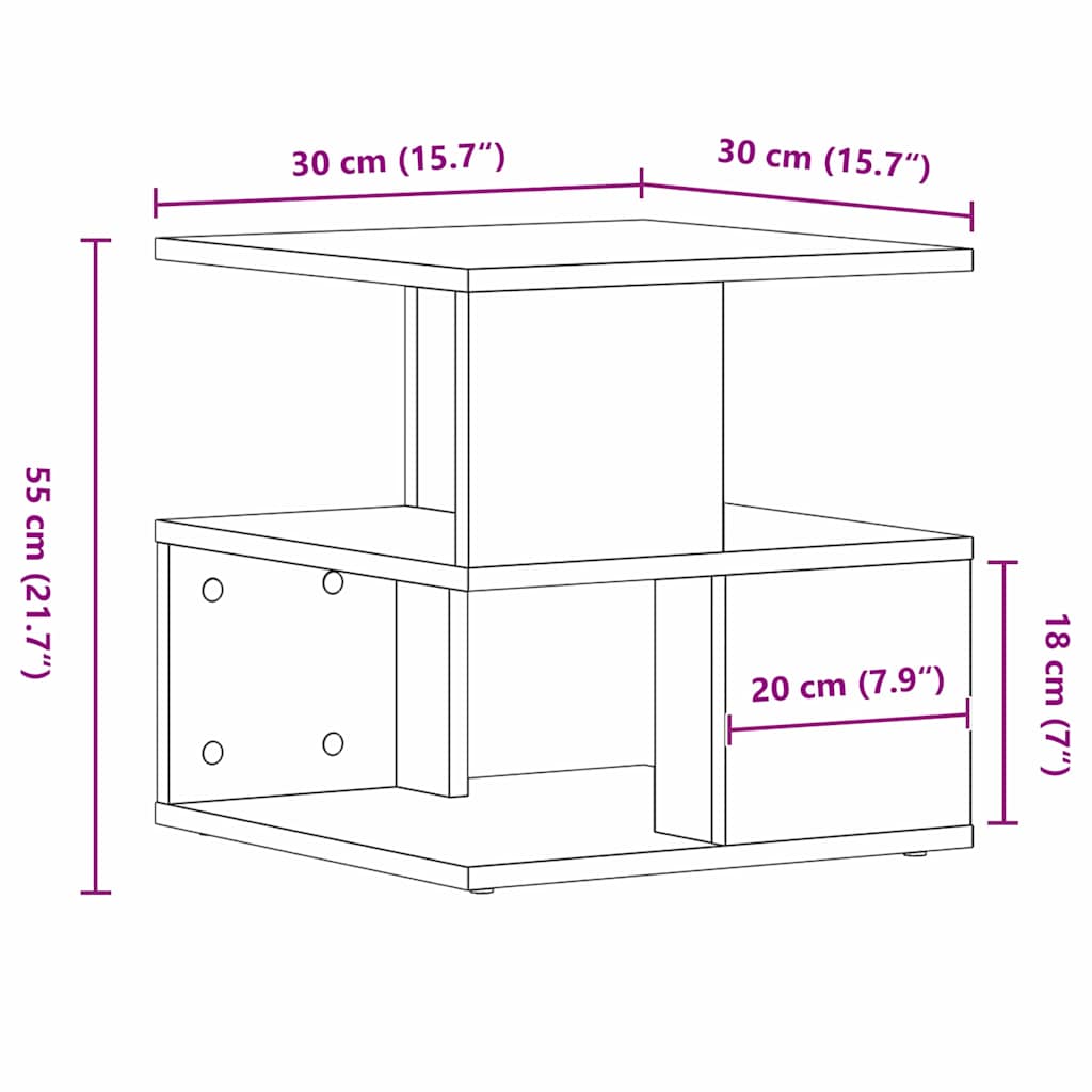 Beistelltisch mit Regal Altholz 40 x 40 x 40 cm Holzwerkstoff
