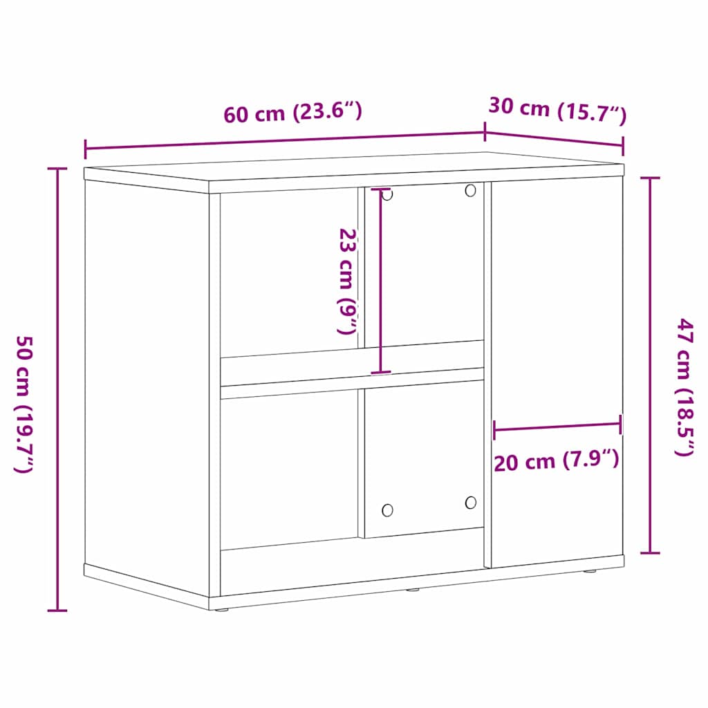 Sideboard Schwarz Eichen-Optik 60 x 30 x 50 cm Holzwerkstoff