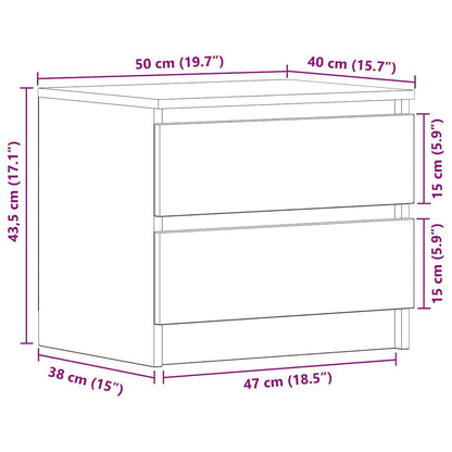 Nachttisch 2 stk. Schwarz Eichen-Optik 50 x 40 x 43,5 cm