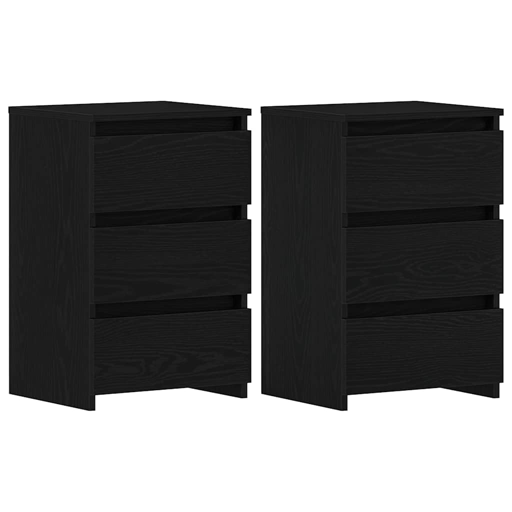 Nachttisch 2 stk. Schwarz Eichen-Optik 40 x 35 x 62,5 cm