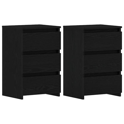 Nachttisch 2 stk. Schwarz Eichen-Optik 40 x 35 x 62,5 cm