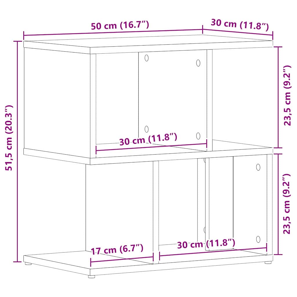 Nachttisch 2 stk. Schwarz Eichen-Optik 50 x 30 x 51,5 cm