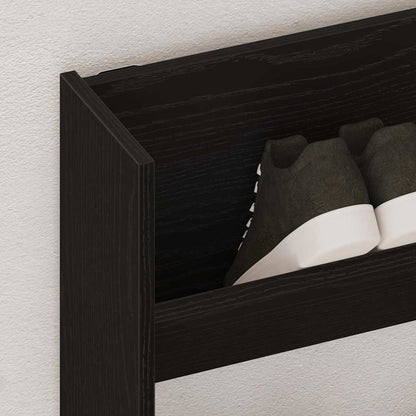 Schuhschrank 80 x 18 x 90 cm Holzwerkstoff Schwarz Eichen-Optik