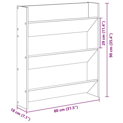 Schuhschrank 80 x 18 x 90 cm Holzwerkstoff Schwarz Eichen-Optik
