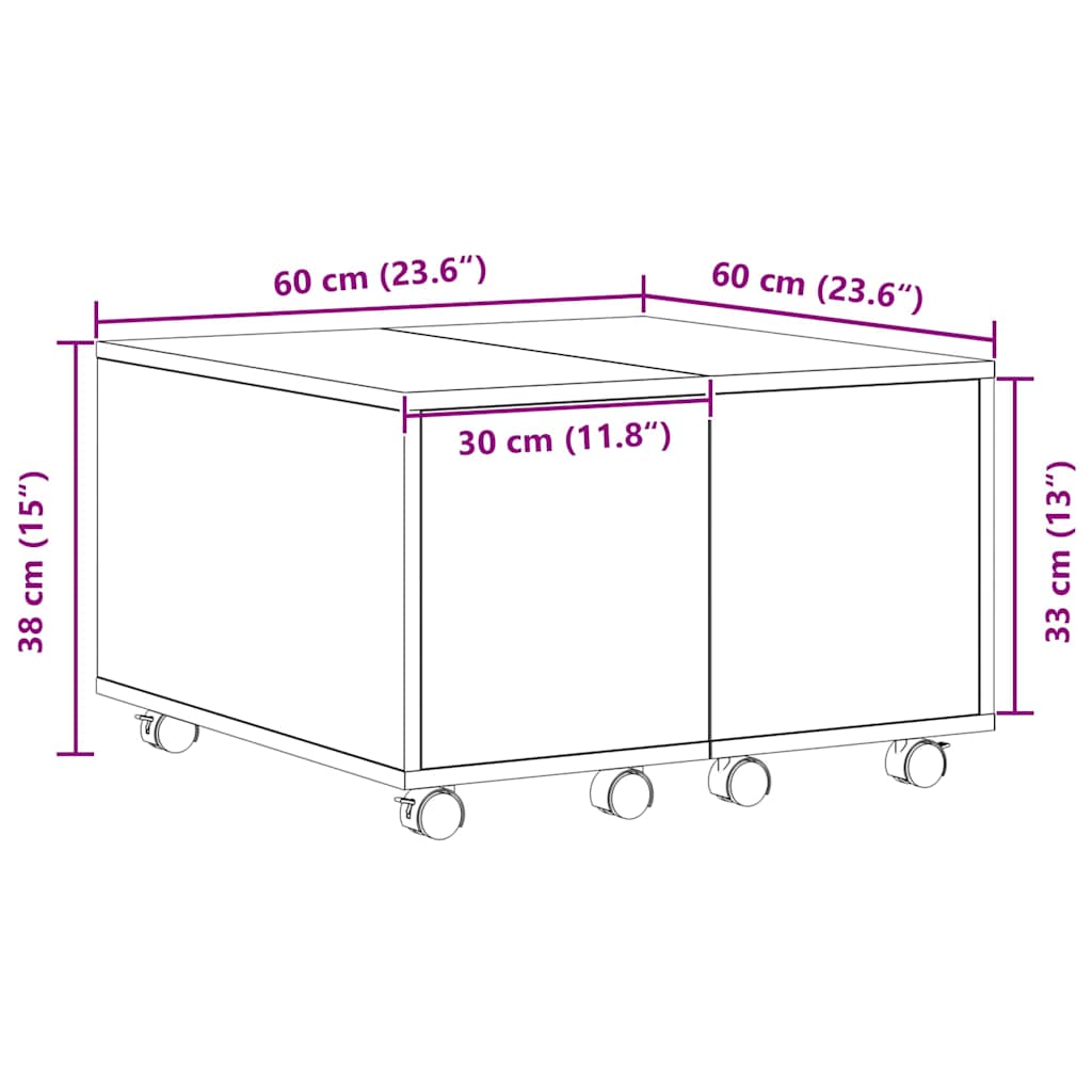 Couchtisch Schwarz Eichen-Optik 60 x 60 x 38 cm Holzwerkstoff