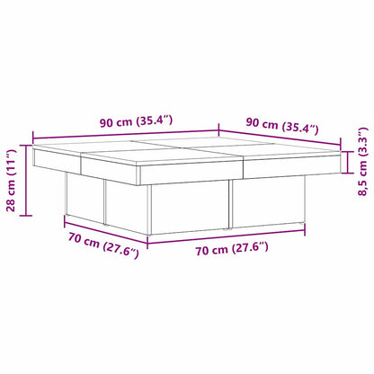 Couchtisch Schwarz Eichen-Optik 90 x 90 x 28 cm Holzwerkstoff