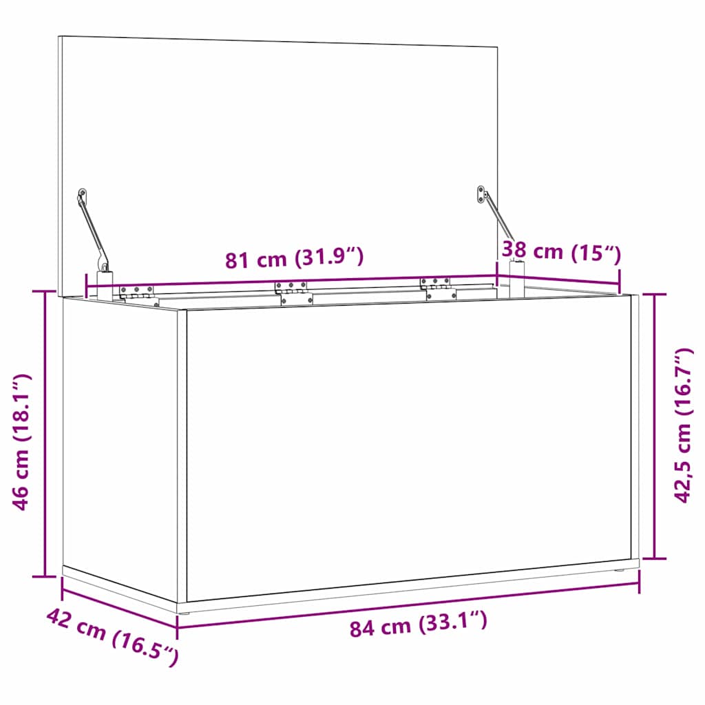 Aufbewahrungsbox Schwarz Eichen-Optik 84 x 42 x 46 cm