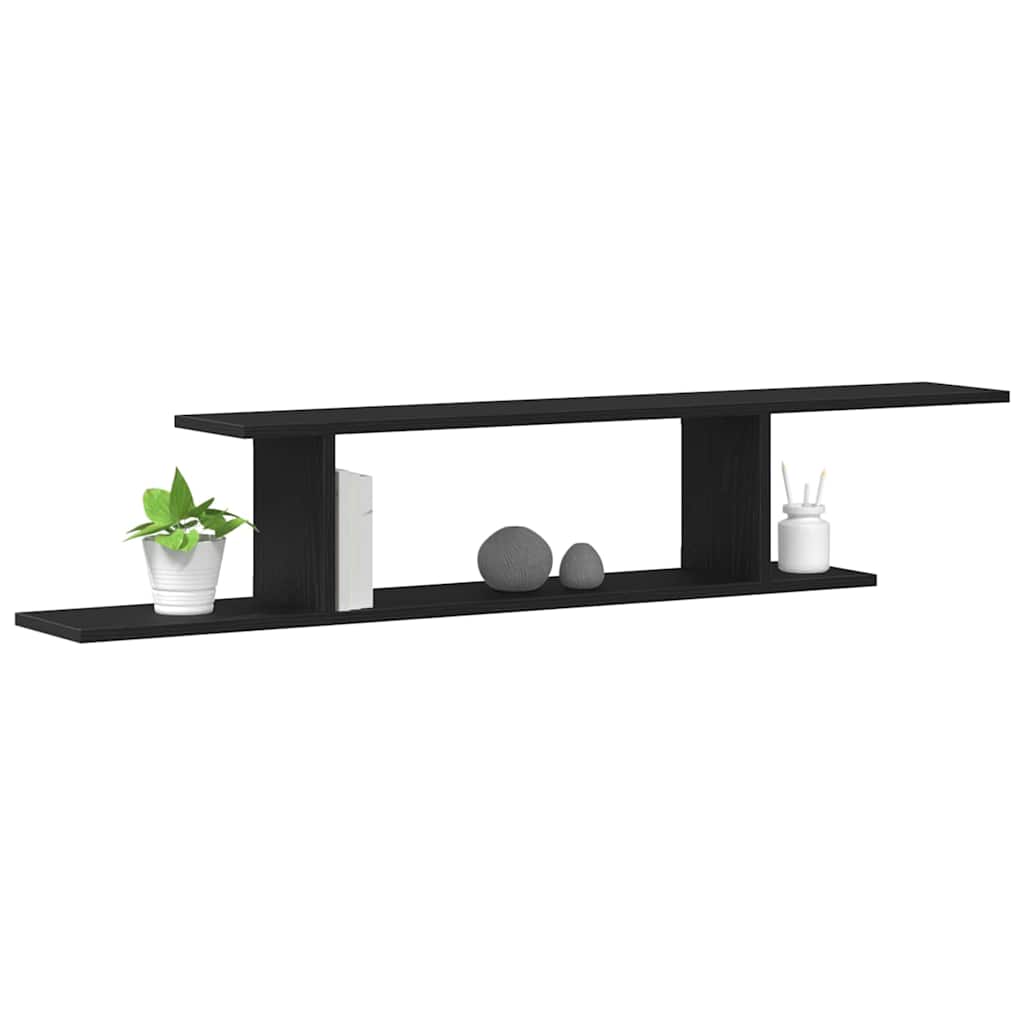 Wandmontiertes TV Regal Wandhalterung Schwarz Eichen-Optik