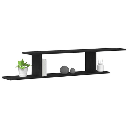 Wandmontiertes TV Regal Wandhalterung Schwarz Eichen-Optik