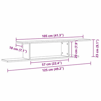 Wandmontiertes TV Regal Wandhalterung Schwarz Eichen-Optik