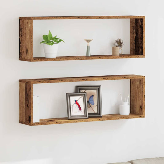 Wandregal mit Regal 2 pcs Altholz 80 x 15 x 26 cm Holzwerkstoff