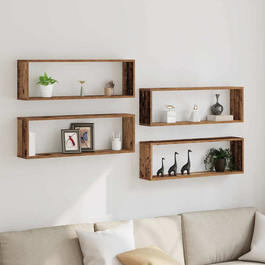 Wandregal mit Regal 4 pcs Altholz 80 x 15 x 26 cm Holzwerkstoff