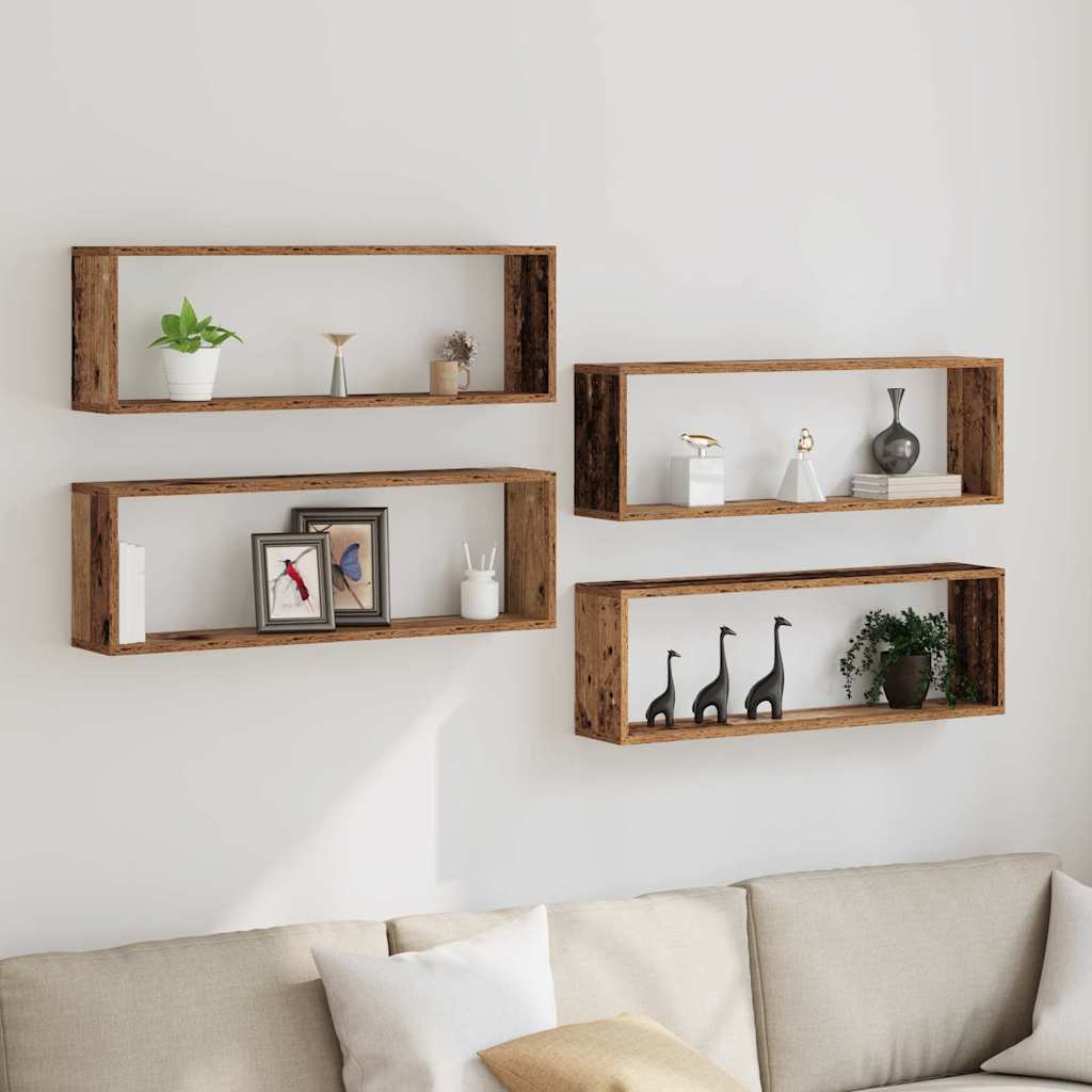 Wandregale 4 stk. Altholz 80 x 15 x 26 cm Holzwerkstoff