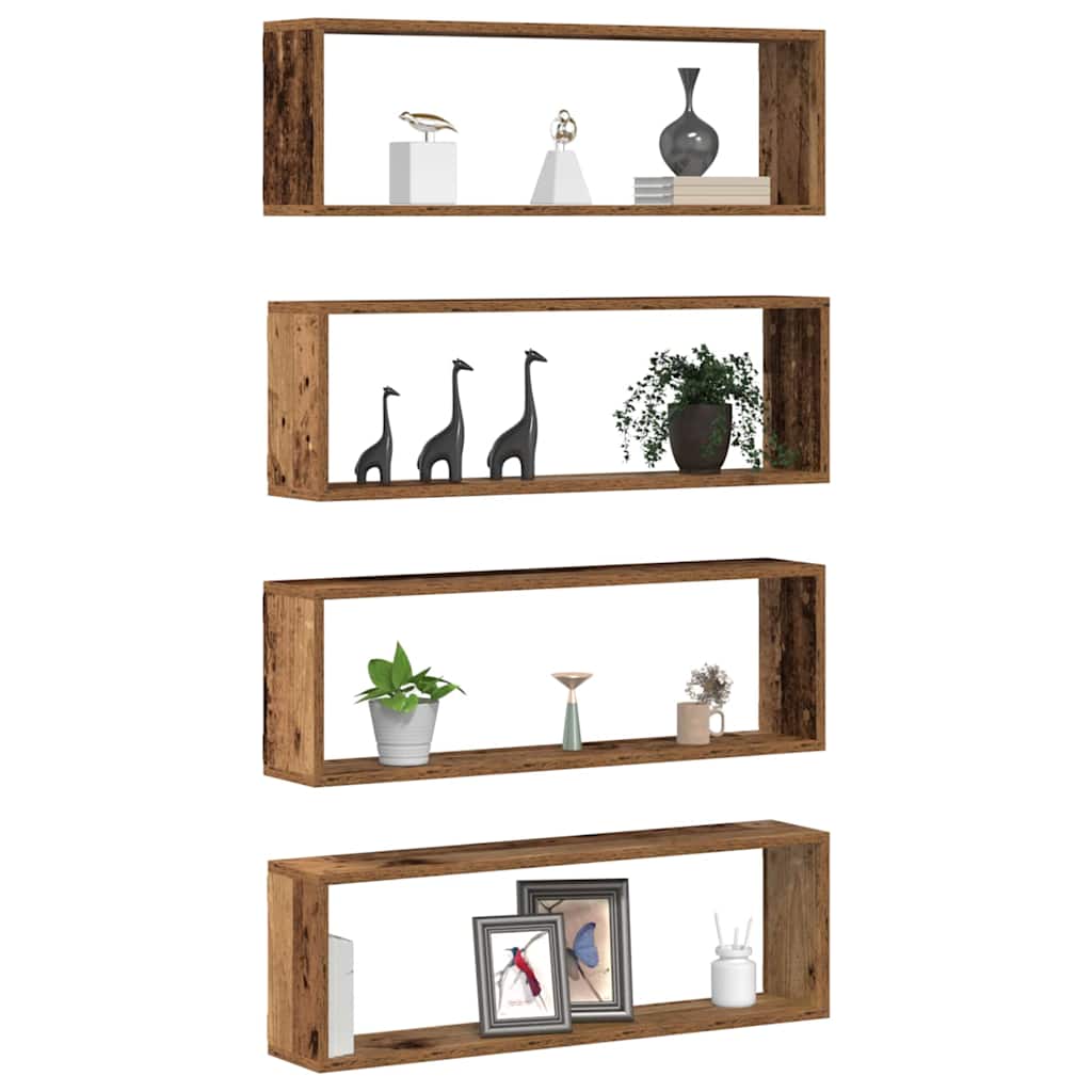 Wandregale 4 stk. Altholz 80 x 15 x 26 cm Holzwerkstoff