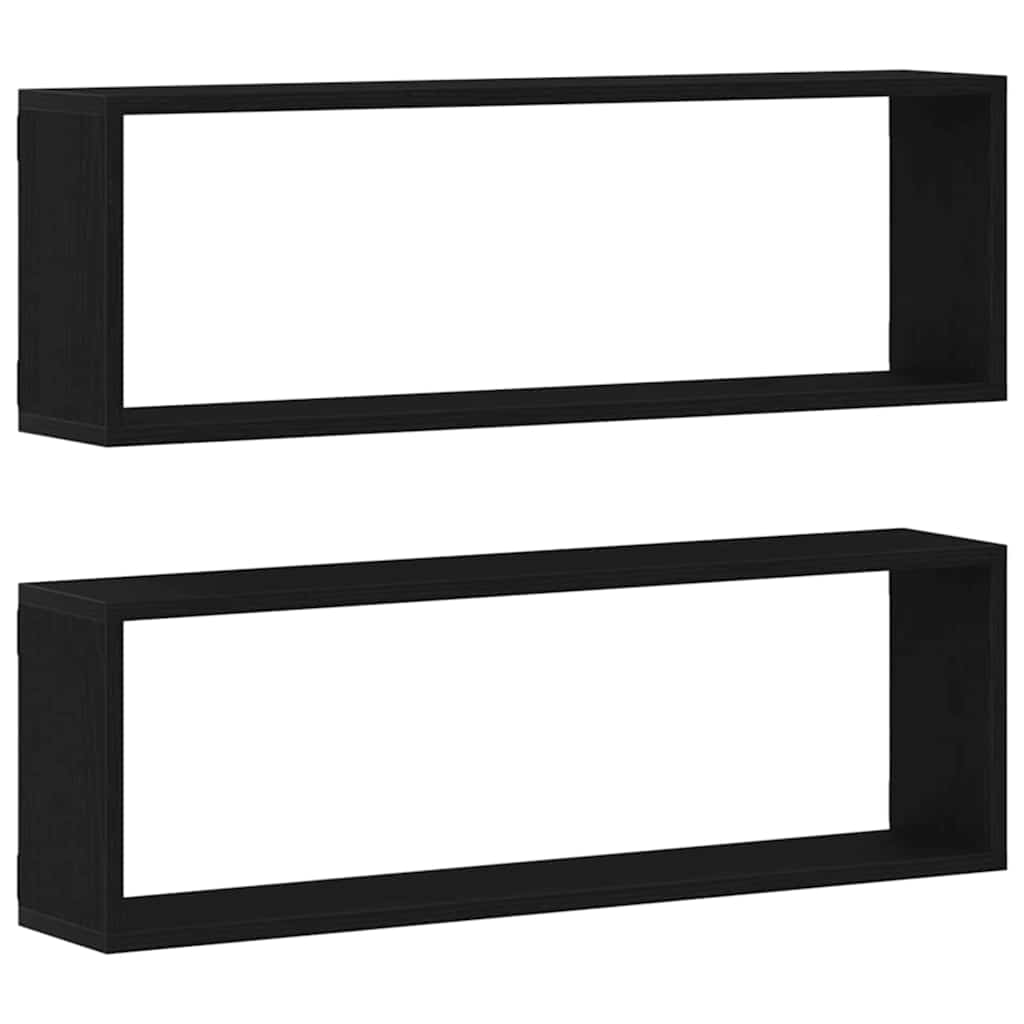 Wandregale 2 stk. Schwarz Eichen-Optik 80 x 15 x 26 cm
