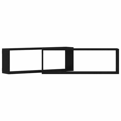 Wandregale 2 stk. Schwarz Eichen-Optik 80 x 15 x 26 cm
