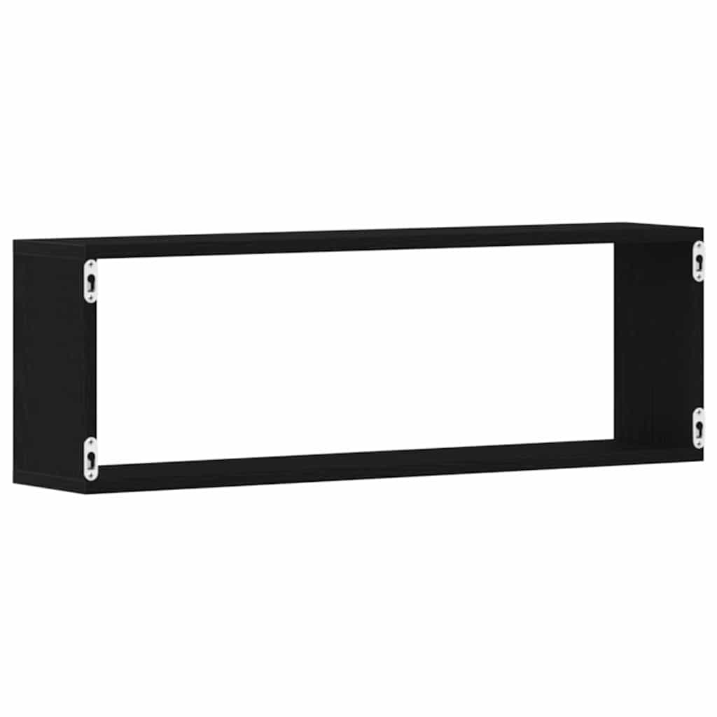 Wandregale 2 stk. Schwarz Eichen-Optik 80 x 15 x 26 cm