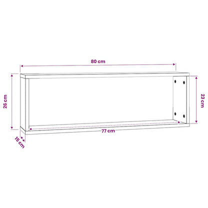 Wandregale 2 stk. Schwarz Eichen-Optik 80 x 15 x 26 cm