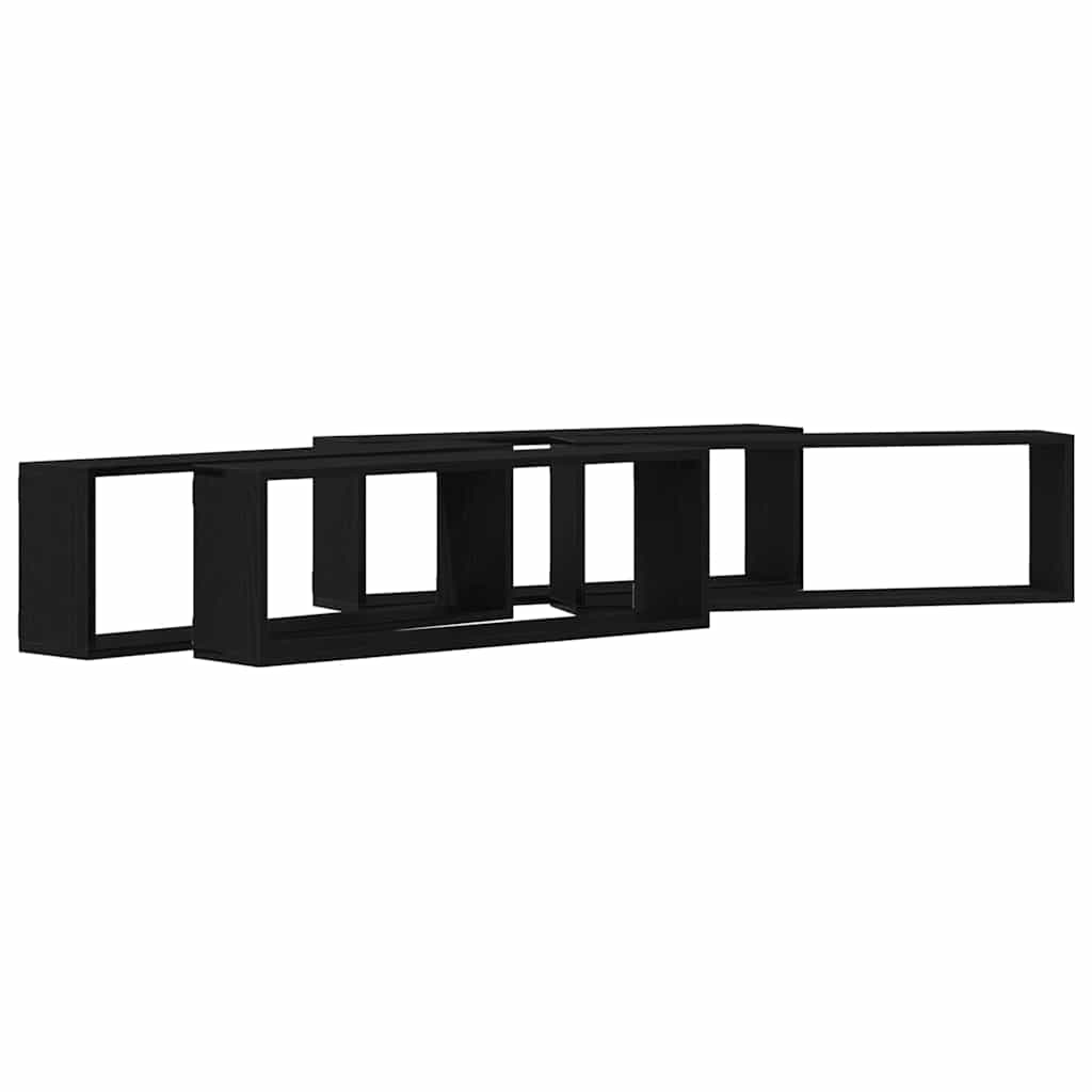 Wandregale 4 stk. Schwarz Eichen-Optik 80 x 15 x 26 cm