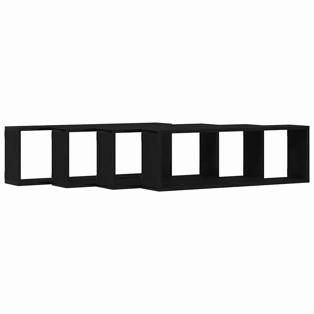 Wandregale 4 stk. Schwarz Eichen-Optik 80 x 15 x 26 cm
