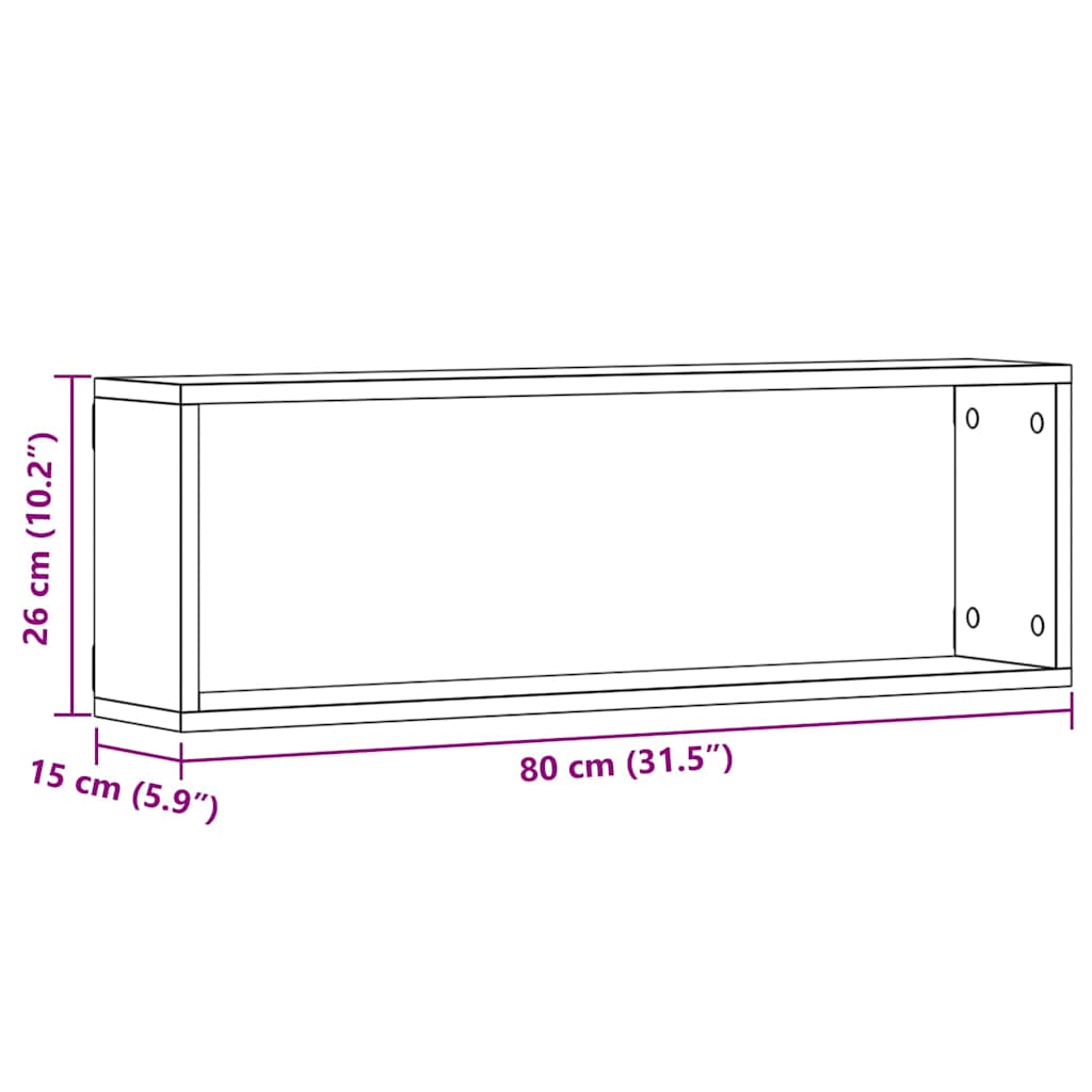 Wandregale 4 stk. Schwarz Eichen-Optik 80 x 15 x 26 cm