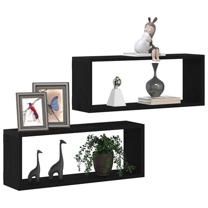 Wandregale 2 stk. Schwarz Eichen-Optik 60 x 15 x 23 cm