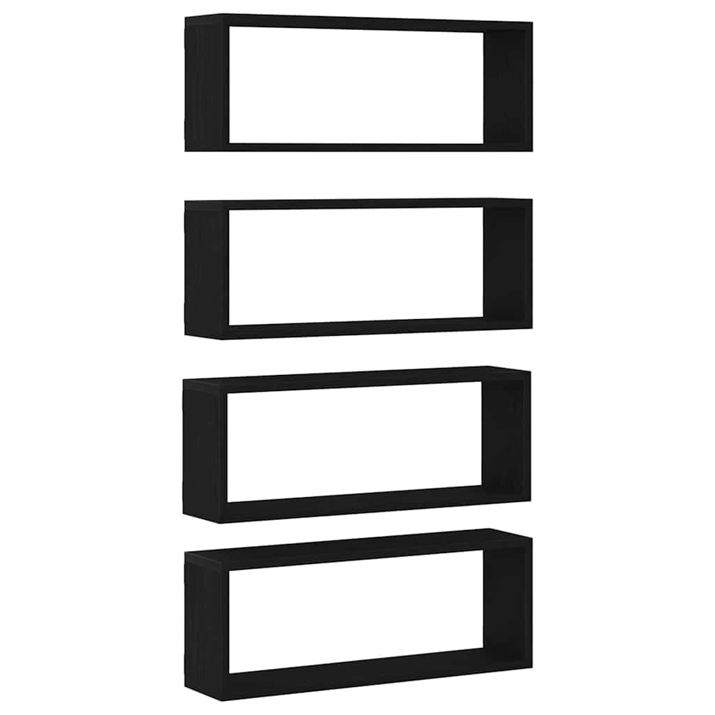 Wandregale 4 stk. Schwarz Eichen-Optik 60 x 15 x 23 cm
