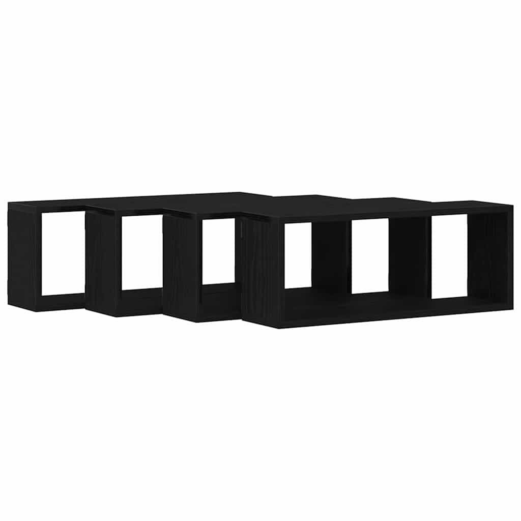 Wandregale 4 stk. Schwarz Eichen-Optik 60 x 15 x 23 cm