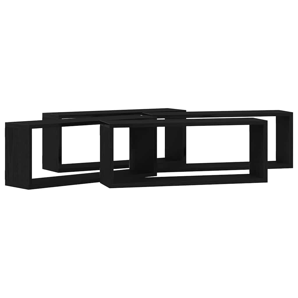 Wandregale 4 stk. Schwarz Eichen-Optik 60 x 15 x 23 cm