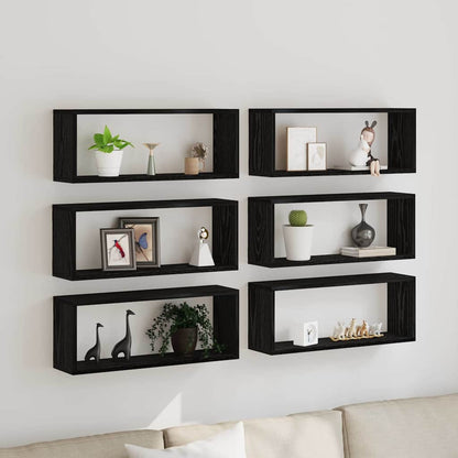 Wandregale 6 stk. Schwarz Eichen-Optik 60 x 15 x 23 cm