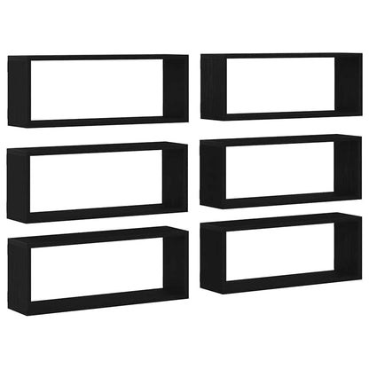 Wandregale 6 stk. Schwarz Eichen-Optik 60 x 15 x 23 cm