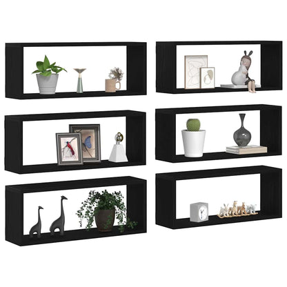 Wandregale 6 stk. Schwarz Eichen-Optik 60 x 15 x 23 cm